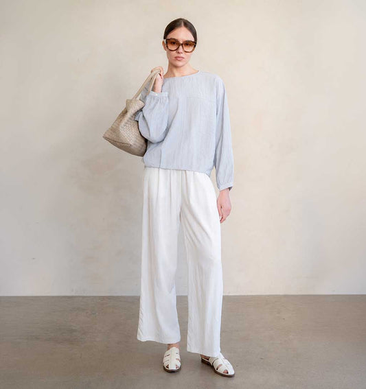 Textured Tapered Waist Blouse