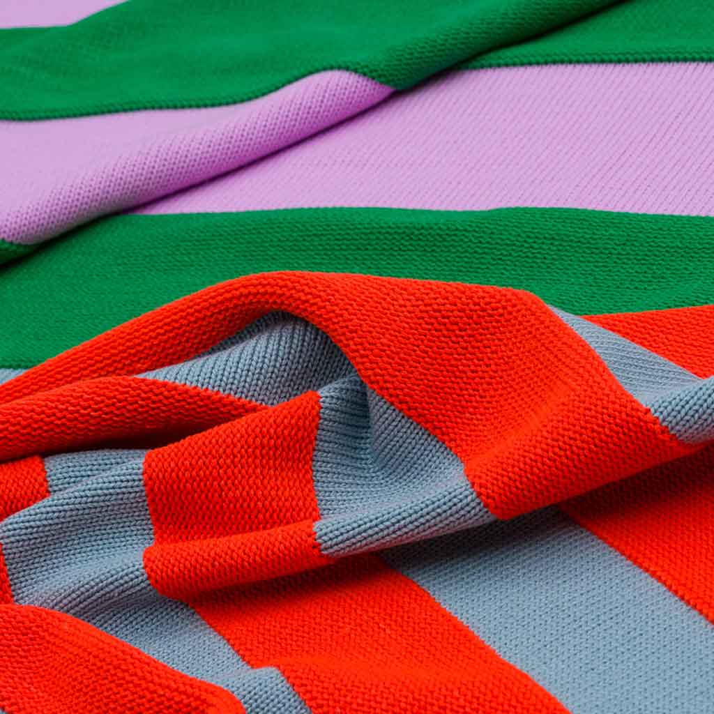 Super Stripe Knit Throw Kelly Lilac