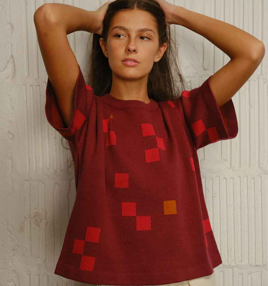 Albers Short Sleeve Sweater Tee - Topaz - re - souL