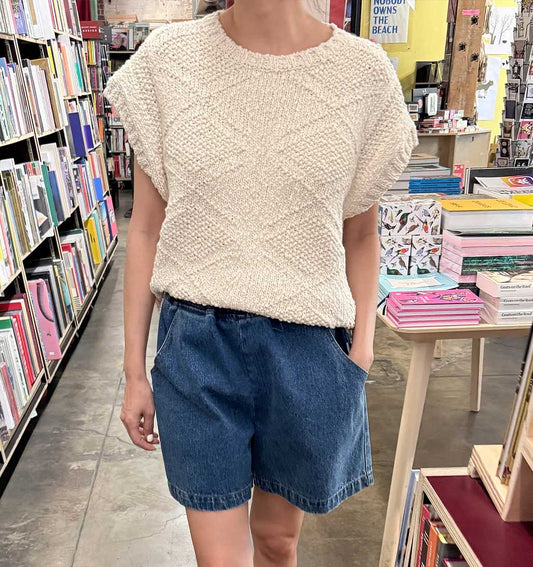 Alden Cotton Cap Sleeve Sweater - Natural - re - souL