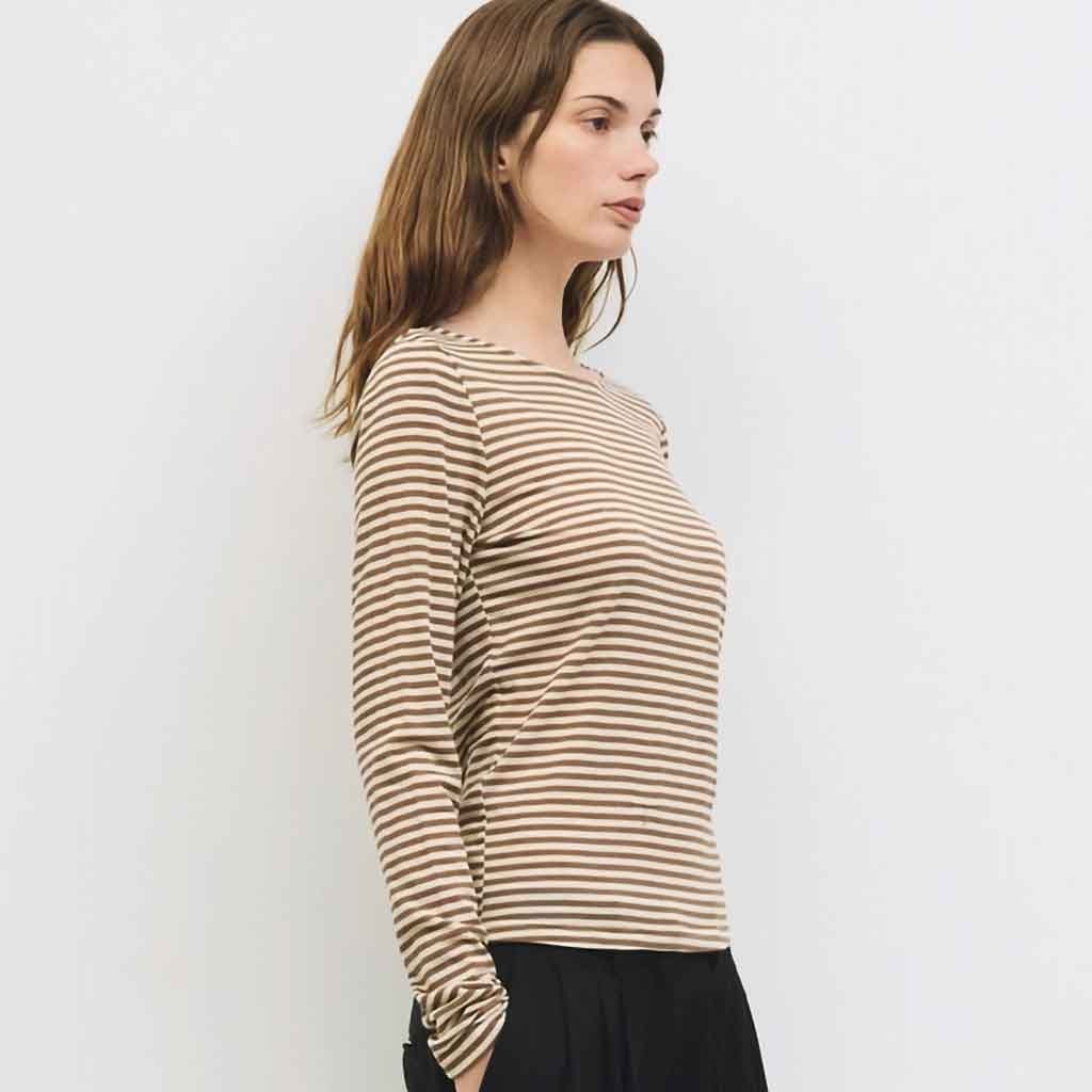 Ashley Striped Top - Brown/White - re - souL
