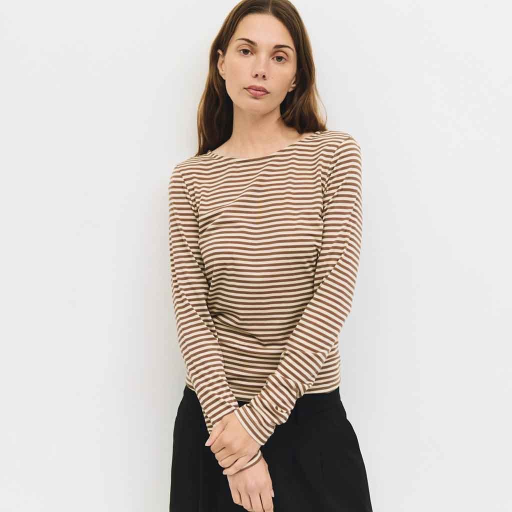 Ashley Striped Top - Brown/White - re - souL