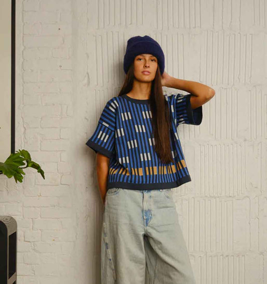 Bauhaus Short Sleeve Sweater Tee - Garnet - re - souL