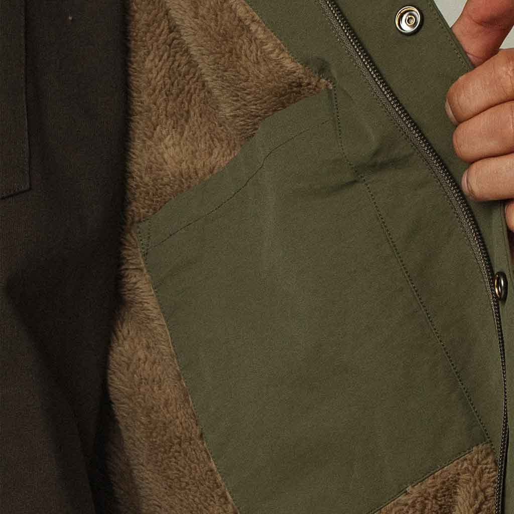Big Mike Nylon Fleece Jacket - Olive - re - souL