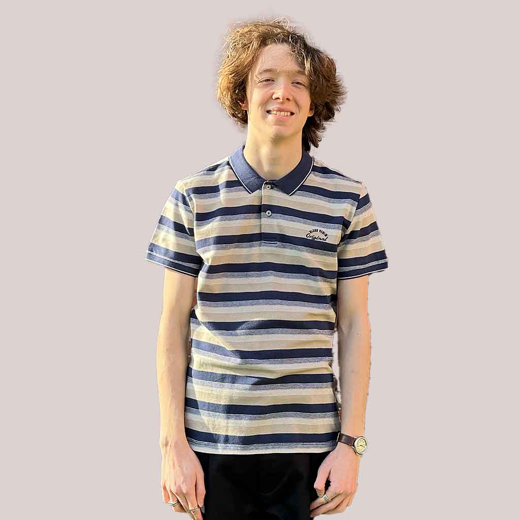 Blend Crockery Polo - Navy/Beige Stripe - re-souL