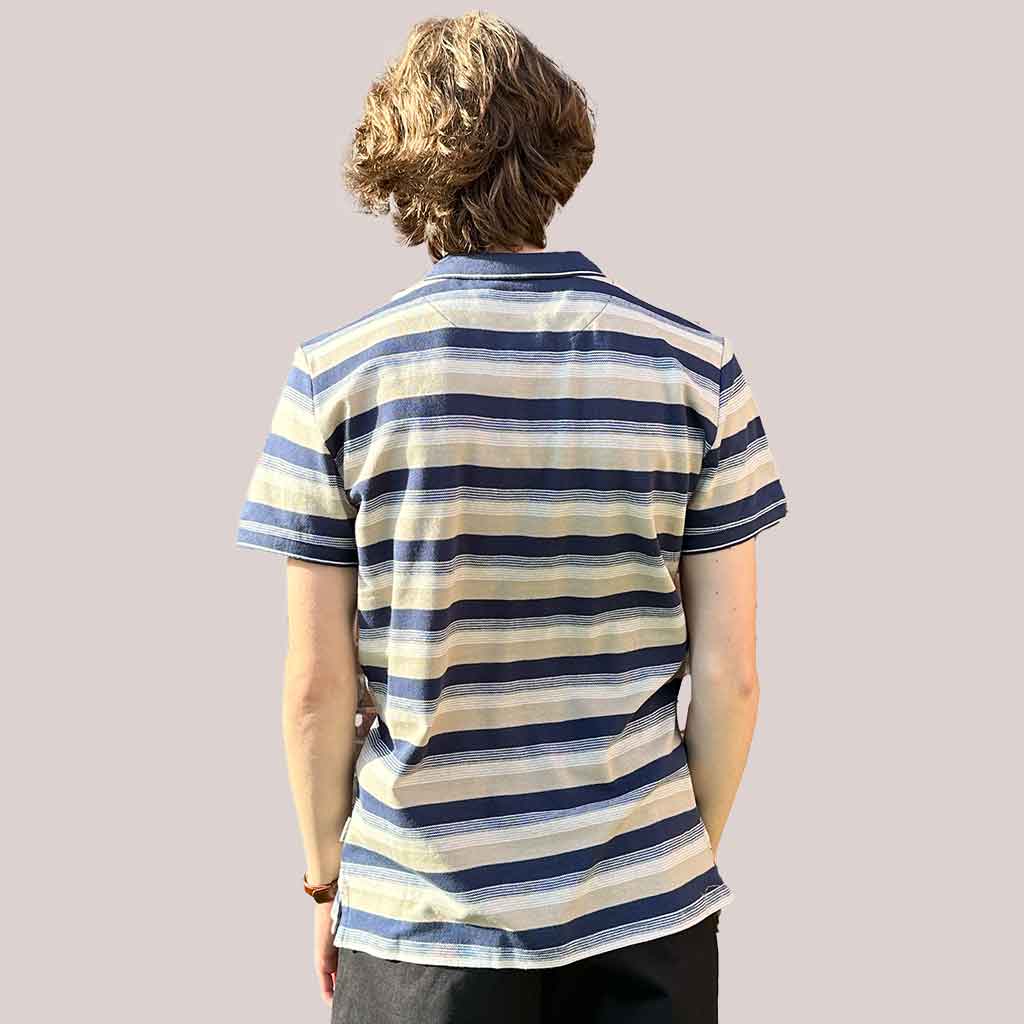 Blend Crockery Polo - Navy/Beige Stripe - re-souL