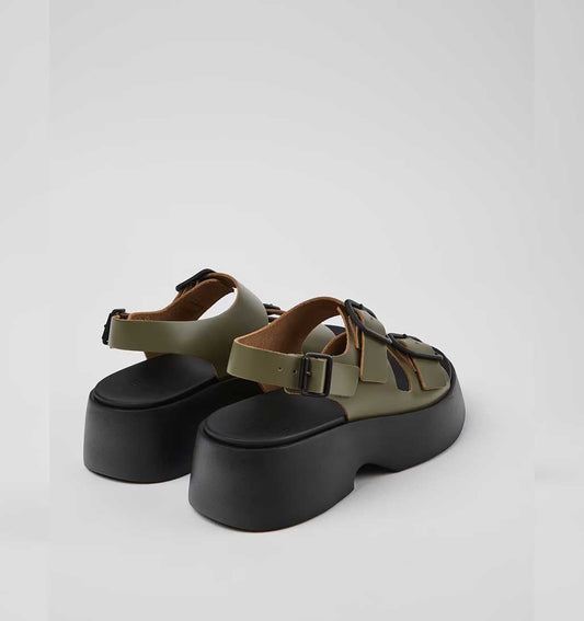 Camper Tasha Buckle Platform Sandal - Green - re - souL