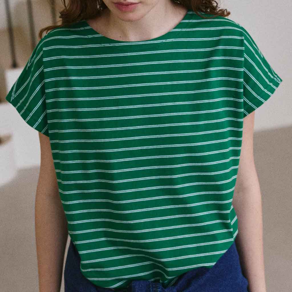 Chérie Tee - Green/White - re - souL