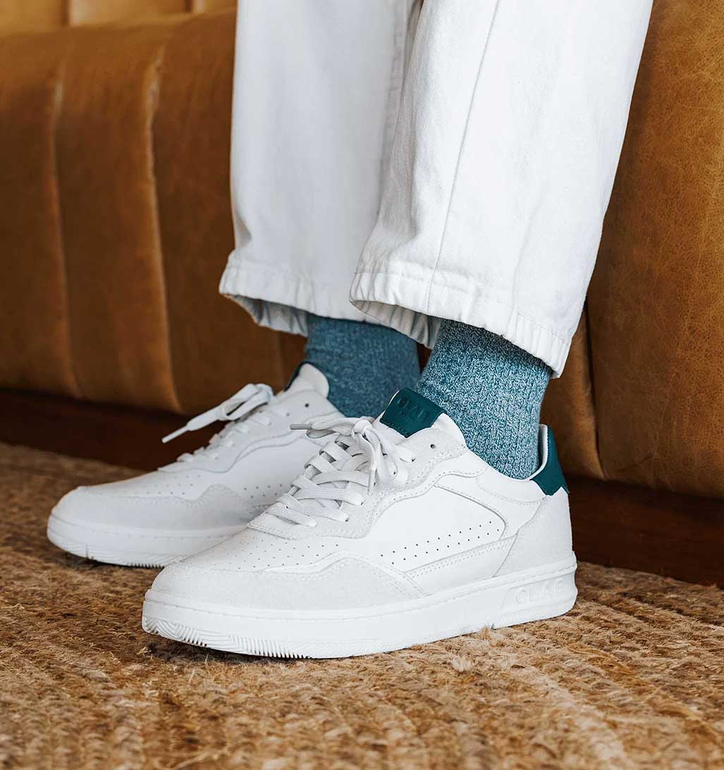 Clae Haywood Sneaker for Women - White/Pine Needle - re - souL