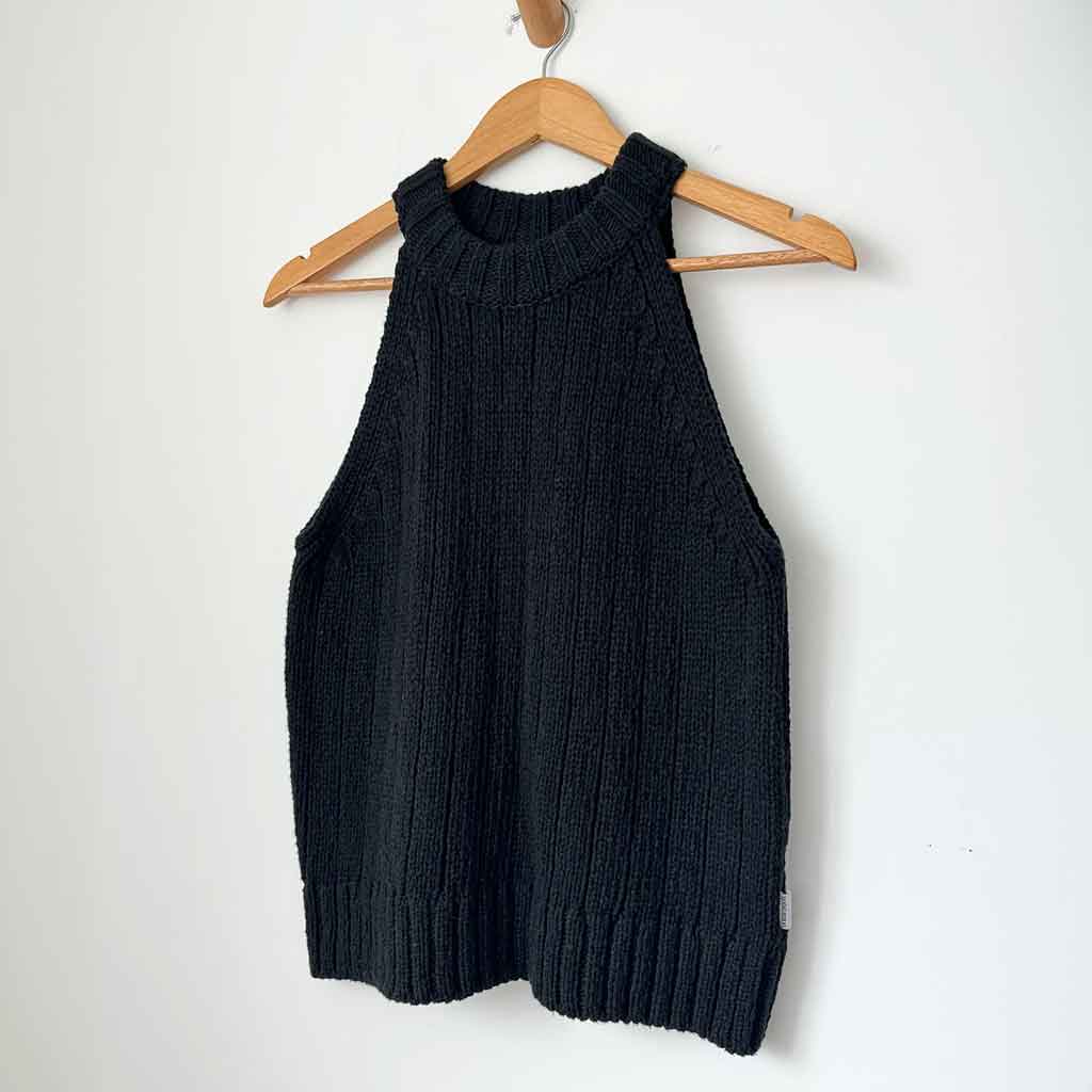 Claire Cotton Sweater Tank - Black - re-souL