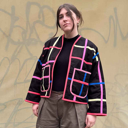 Colorful Bars Black Jacket - re - souL