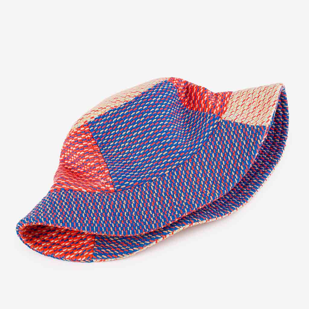 Dashes Knit Bucket Hat - Poppy/Cobalt - re - souL