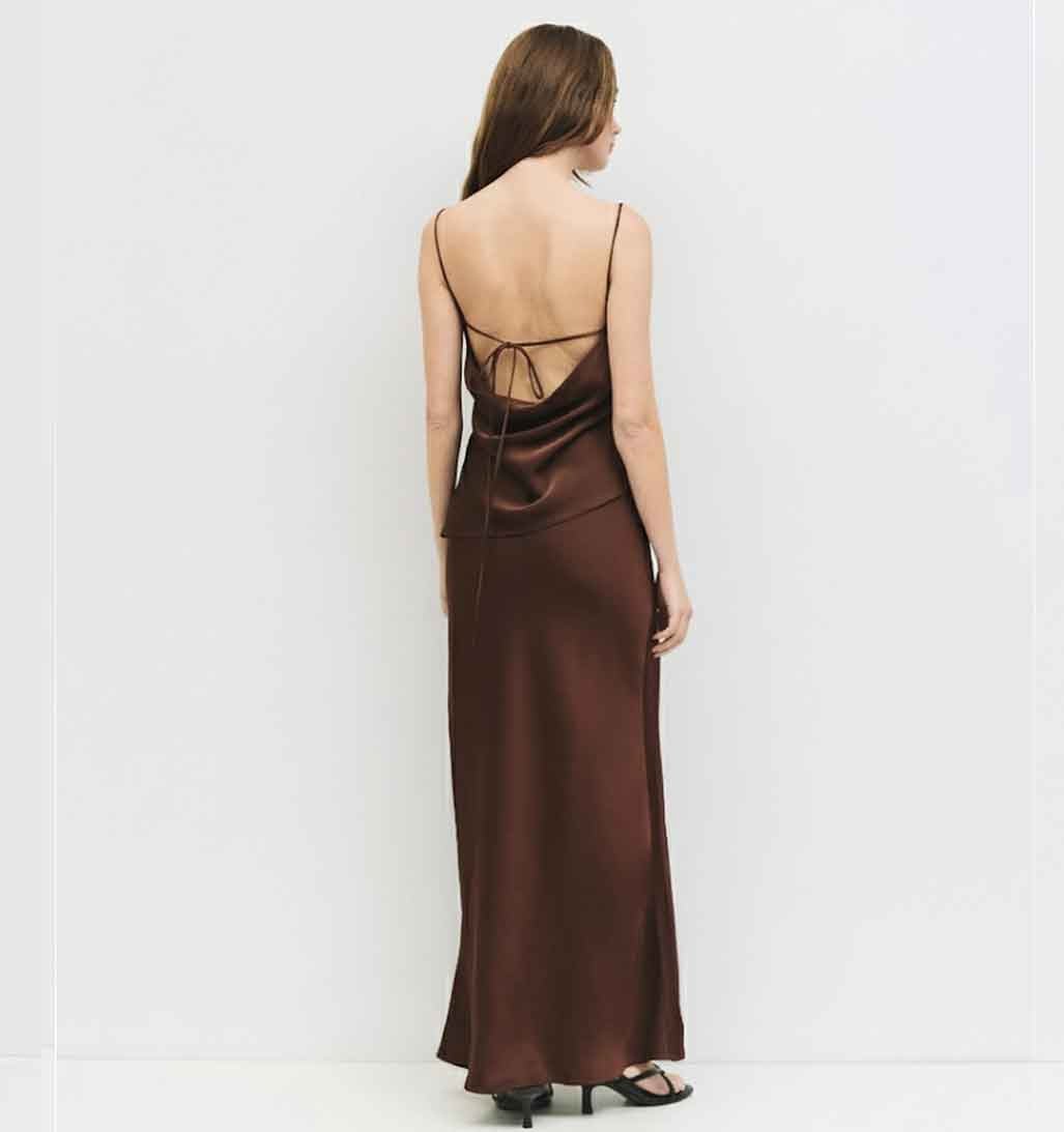 Elena Satin Maxi Skirt - Mocha - re - souL