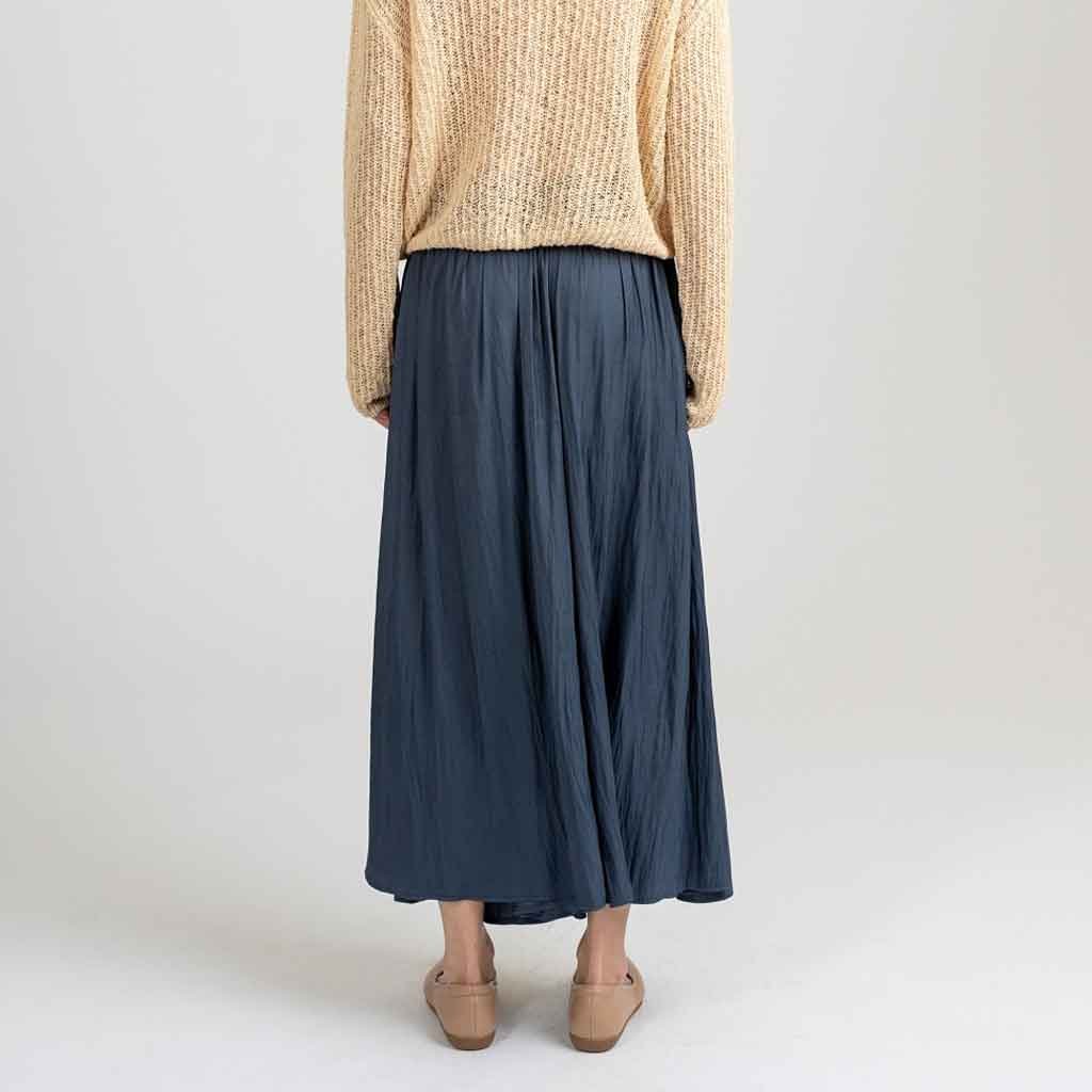 Flowy Wide Leg Palazzo Pants - Navy - re - souL