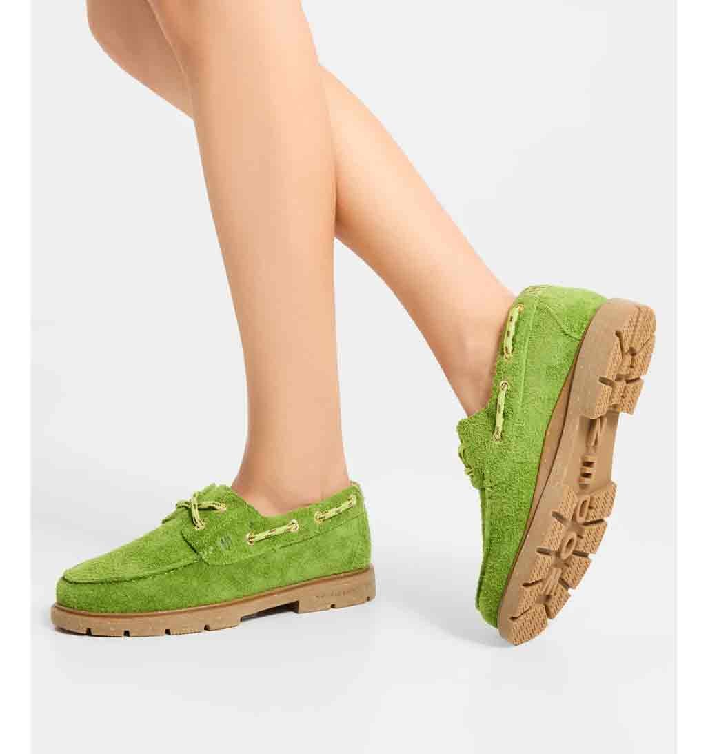 Johanne Suede Boat Shoe - Bambus Green - re - souL