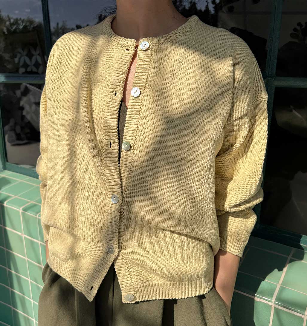 LBS Cotton Leila Cardigan - Custard Yellow - re - souL