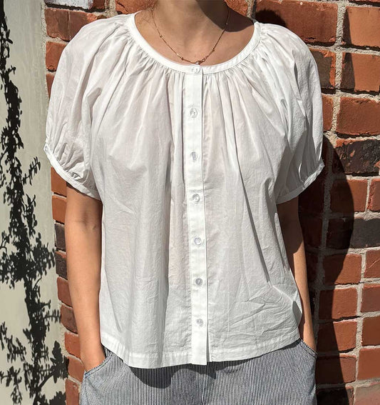 LBS Emily Short Sleeve Blouse - White - re - souL