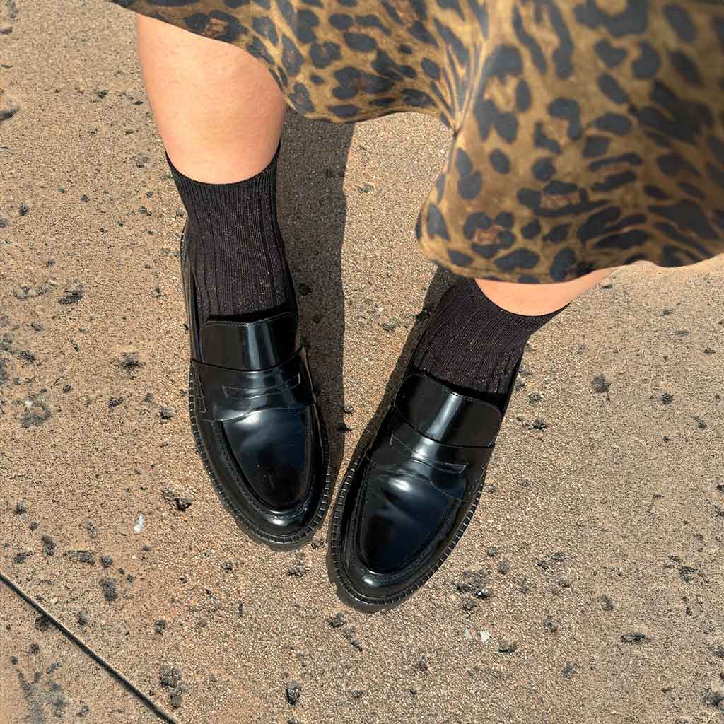 LBS Her Socks Modal Lurex - Copper Black - re - souL