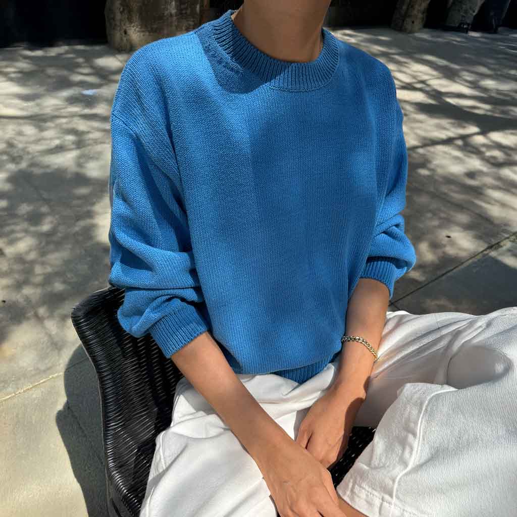 LBS Milo Cotton Sweater - Blue - re - souL