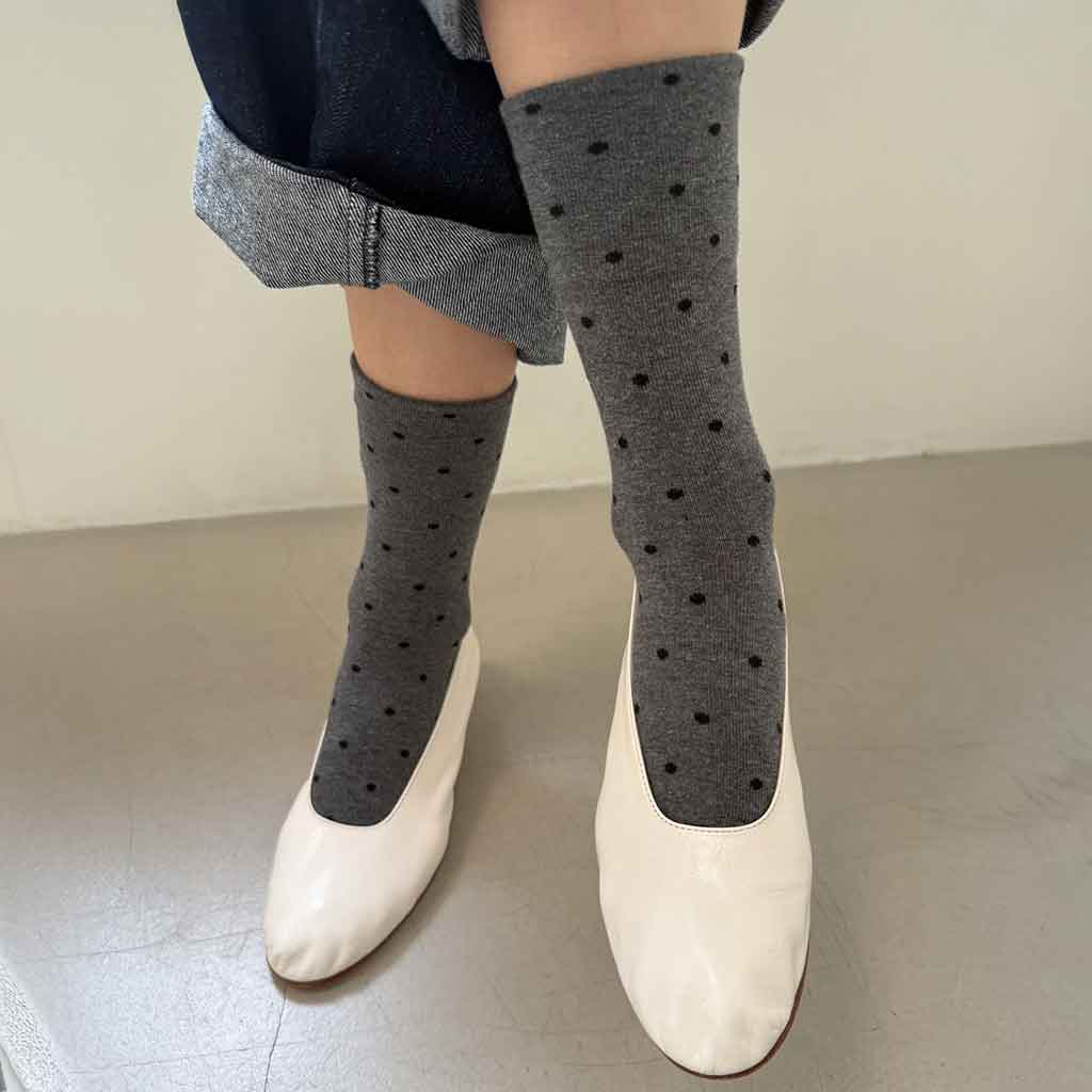 LBS Sneaker Socks Polka Dot - Charcoal/Black - re - souL