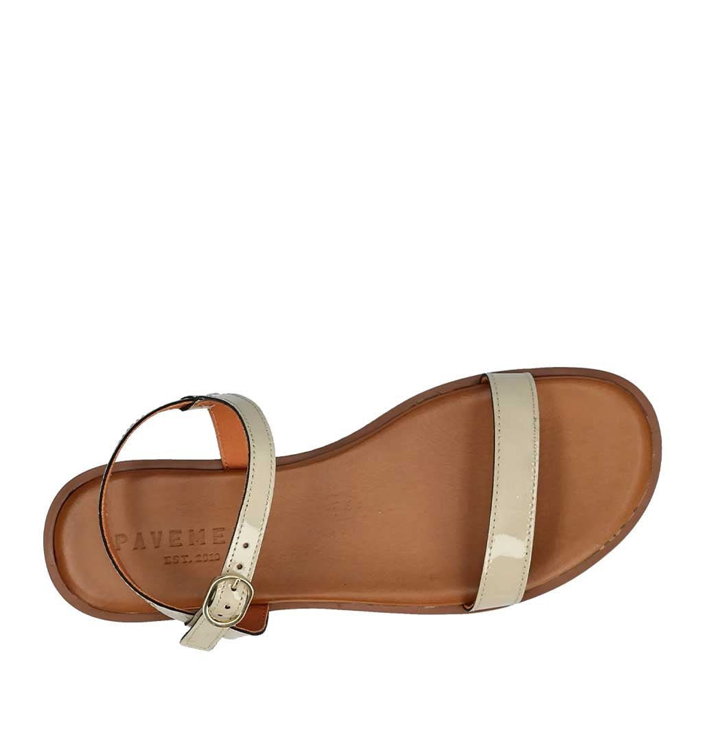 Leonora Backstrap Sandal - Beige Patent - re - souL