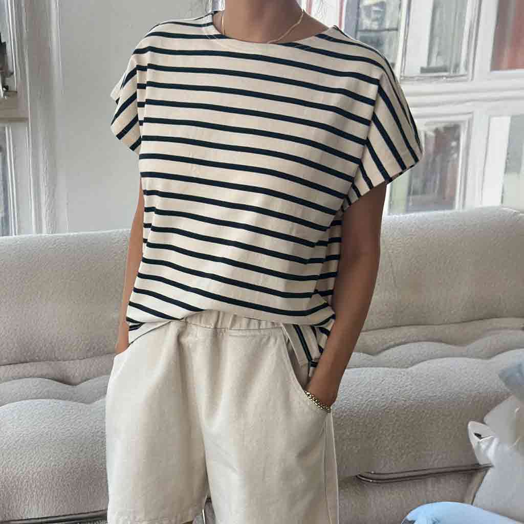 Manon Tee - Navy Stripe - re - souL