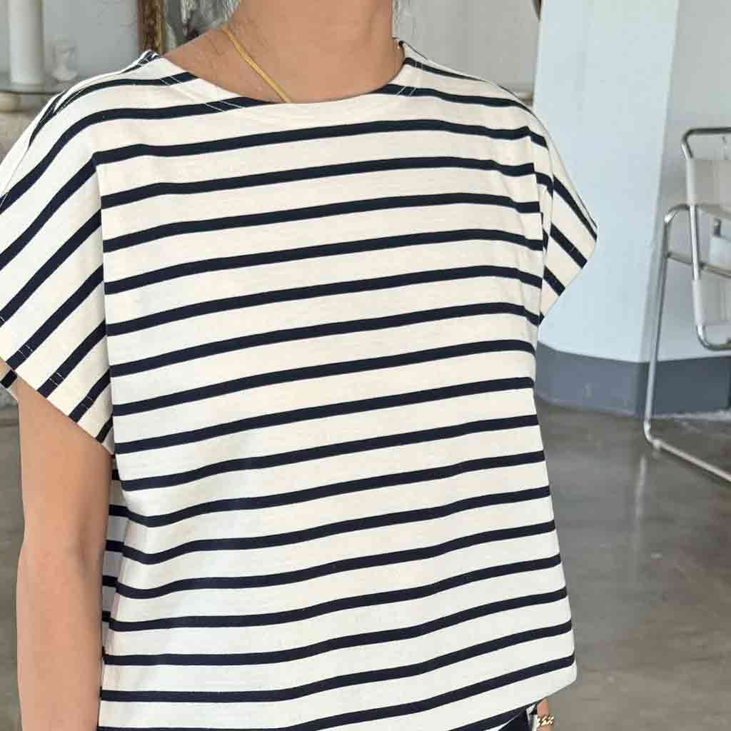 Manon Tee - Navy Stripe - re - souL
