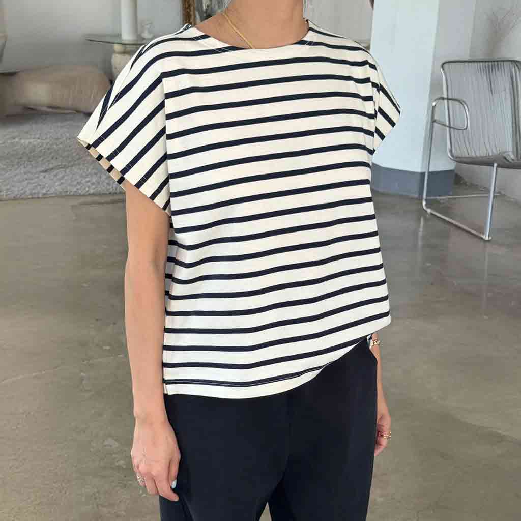 Manon Tee - Navy Stripe - re - souL