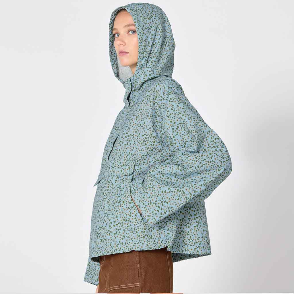 Mini Flowers Windbreaker - Blue/Green - re - souL