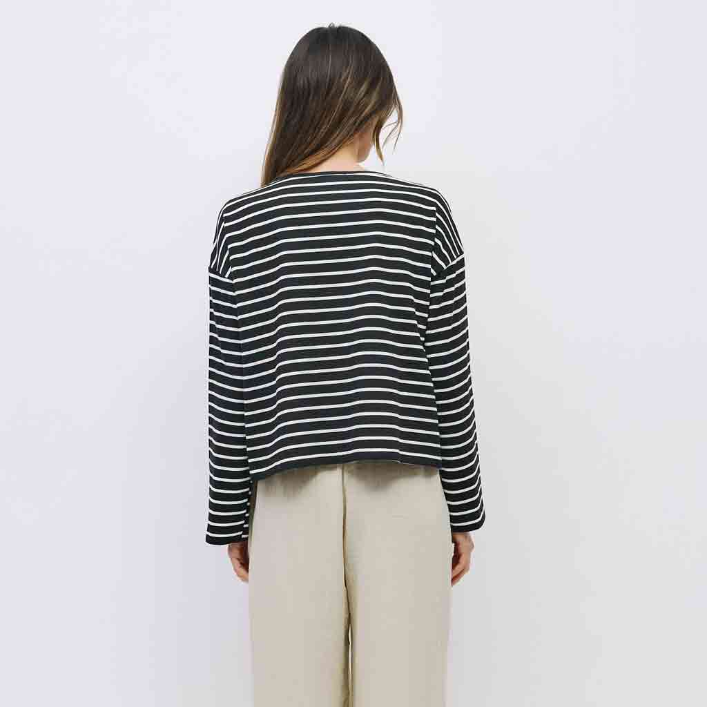 Moore Oversized Striped Long Sleeve - Black/White - re - souL