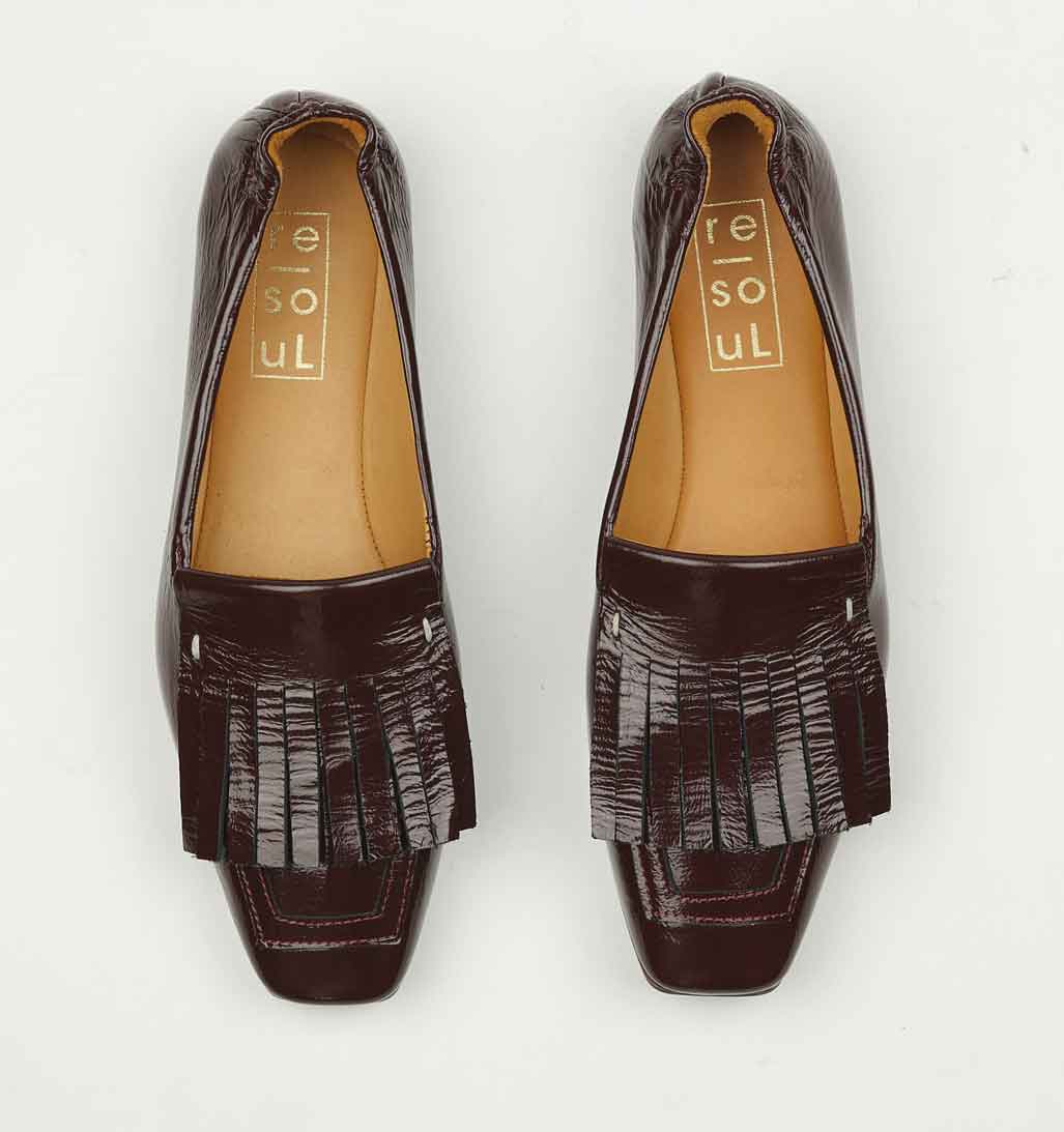 Lorna Kiltie Flat - Bordeaux Patent