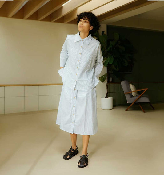 Ruskin Button Down Shirt - Sky Stripe - re - souL