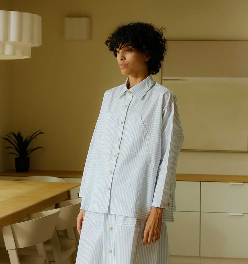 Ruskin Button Down Shirt - Sky Stripe - re - souL