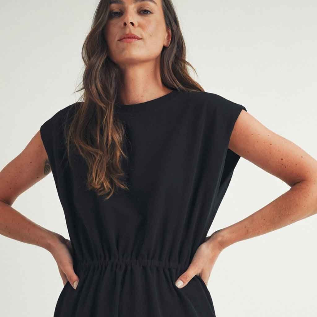 Sleeveless Midi Sheath Dress - Black - re - souL