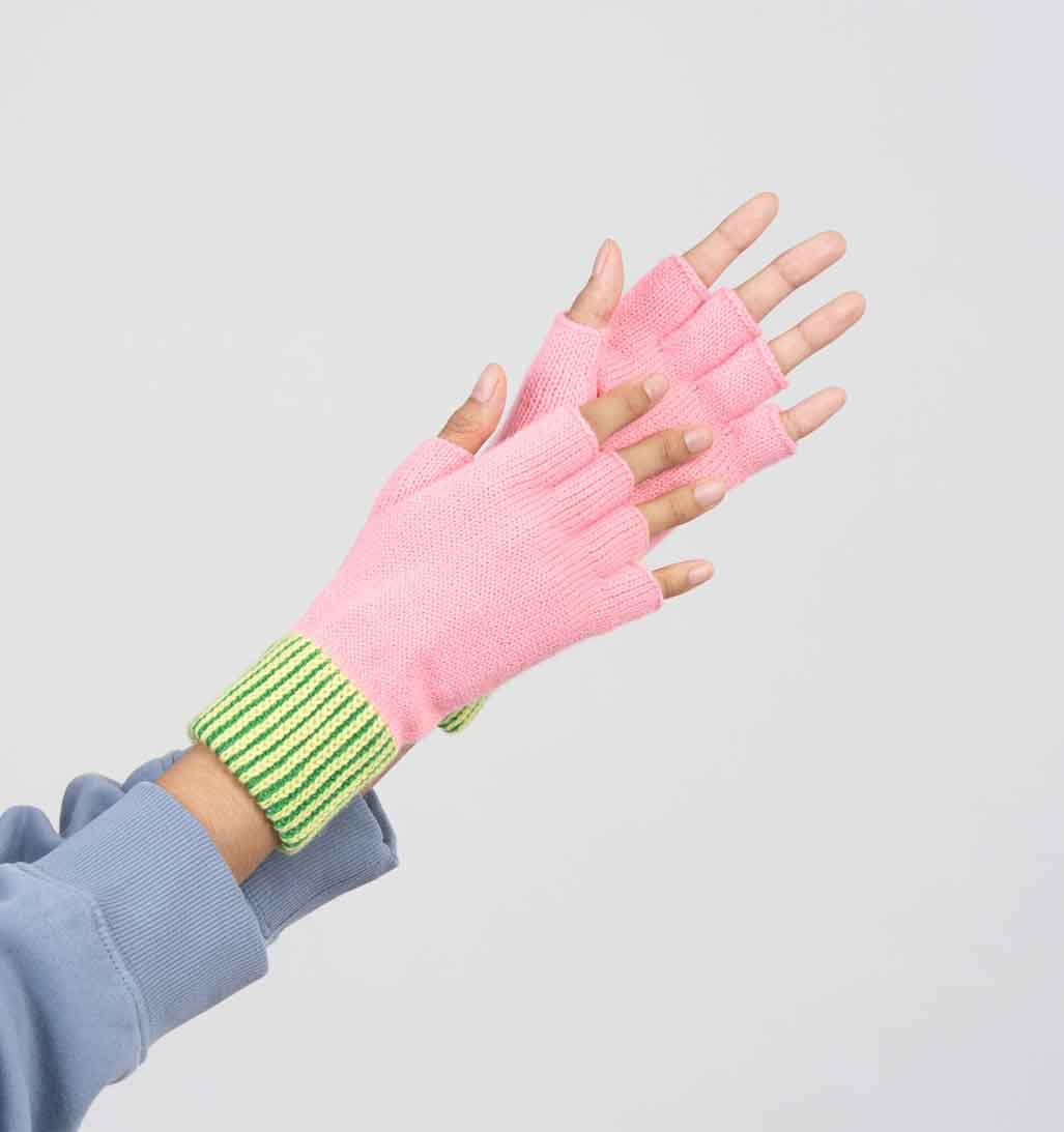 Stripe Cuff Fingerless Gloves - re - souL