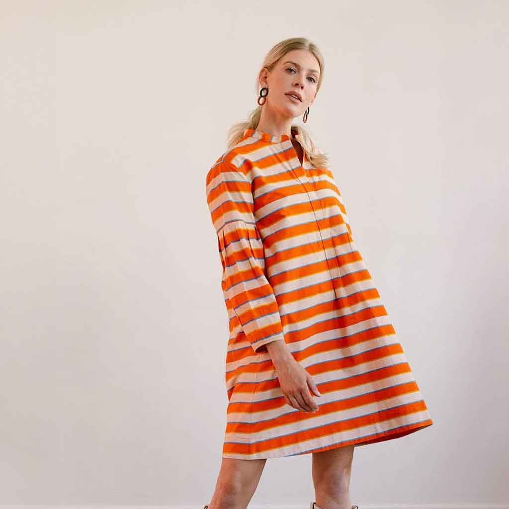 Sunshine Tienda Hidalgo Stripe Milly Dress - Coral - re - souL