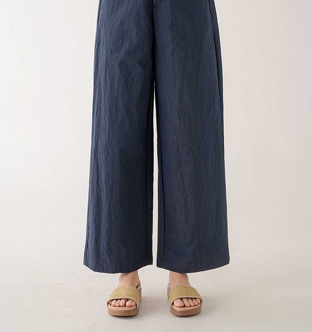Tailored Straight Leg Pants - Navy - re - souL