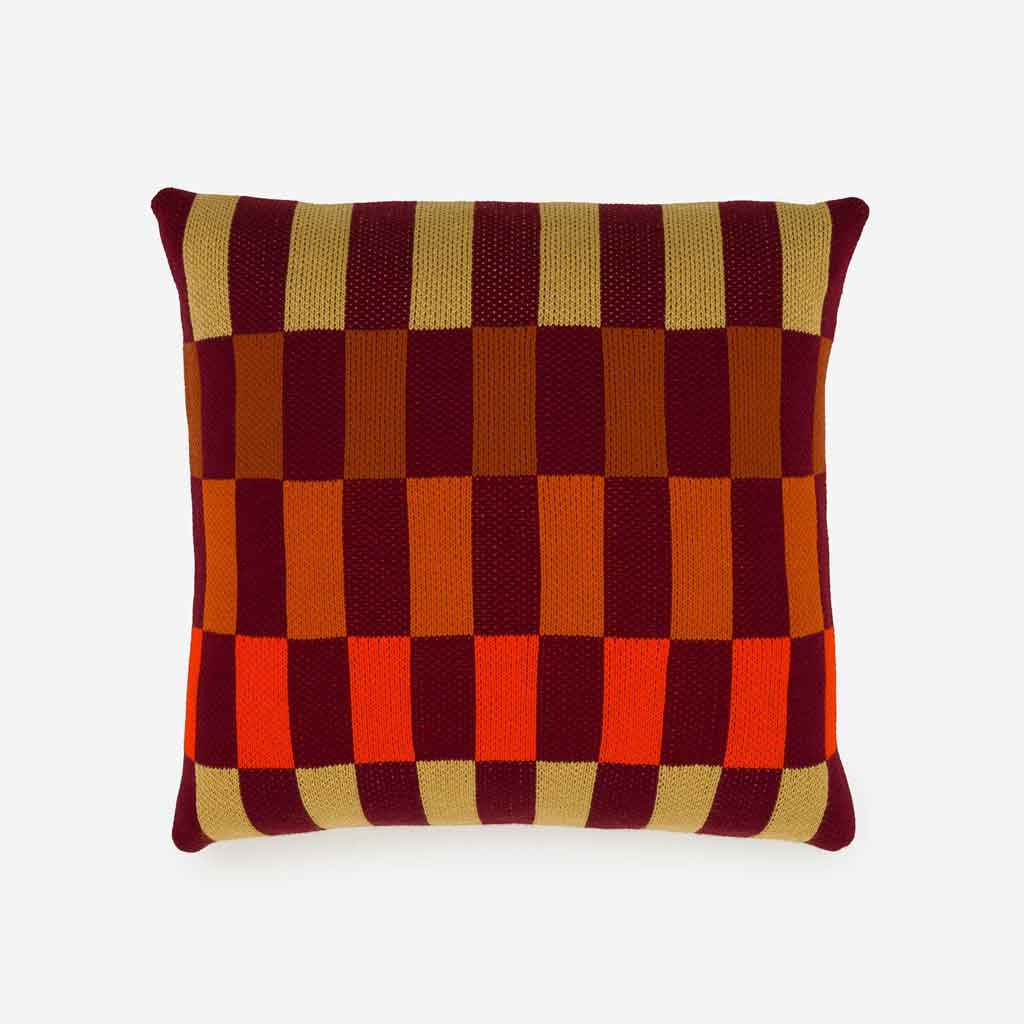 Verloop Albers Checkerboard Pillow - Wine Red