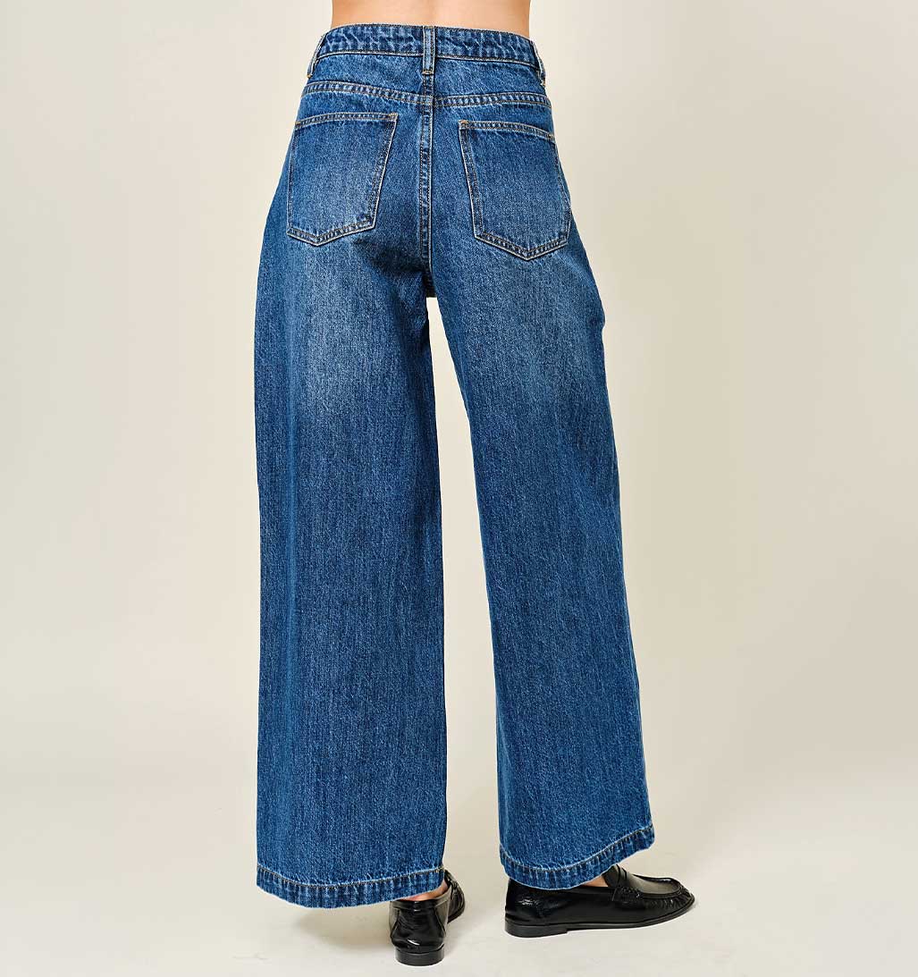 Wide Leg Denim Jean - Blue Wash - re-souL