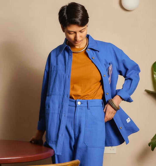 Wright Button Down Overshirt - Cobalt - re - souL