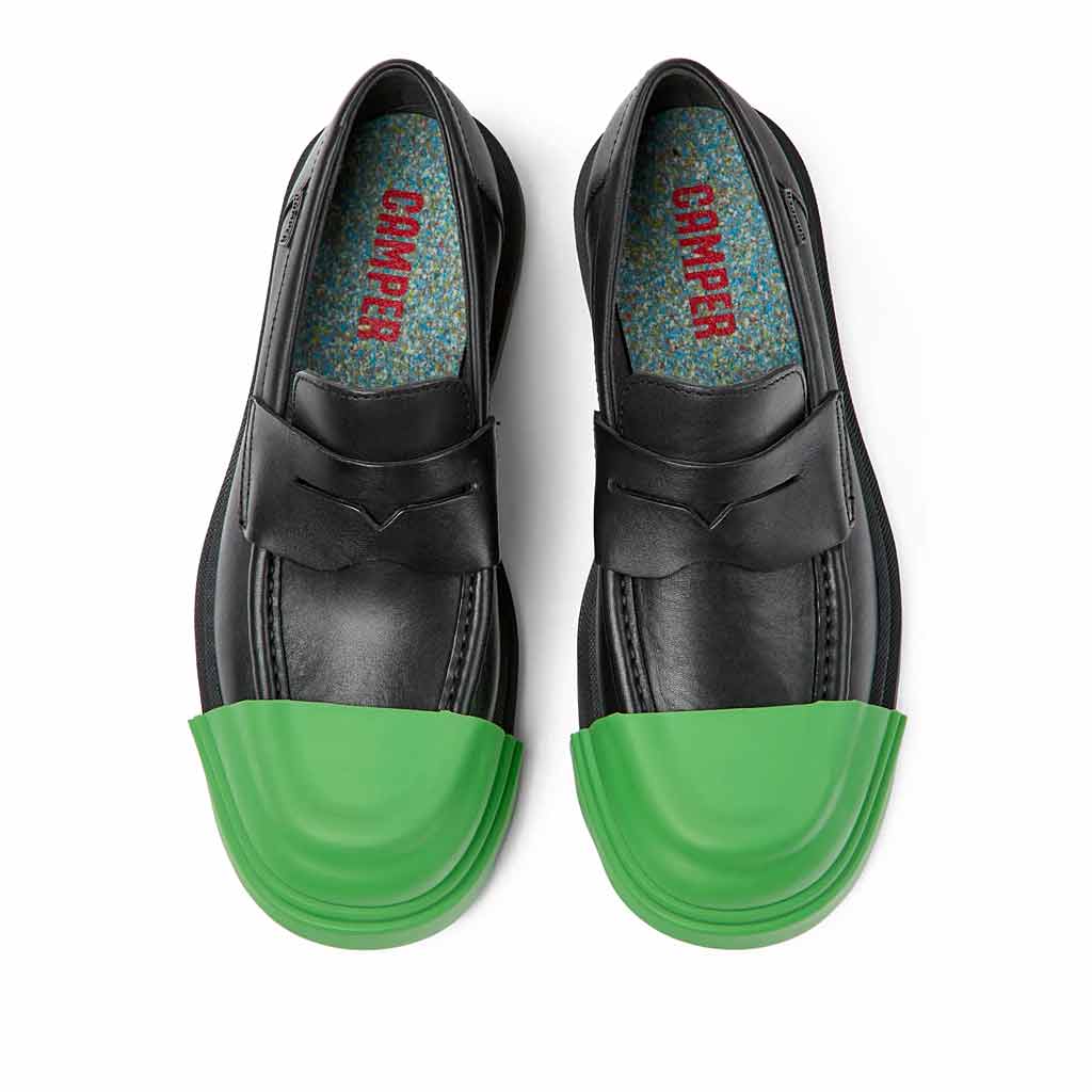 Camper Junction Loafer - Black Leather with Removable Toe Guard - re-souL