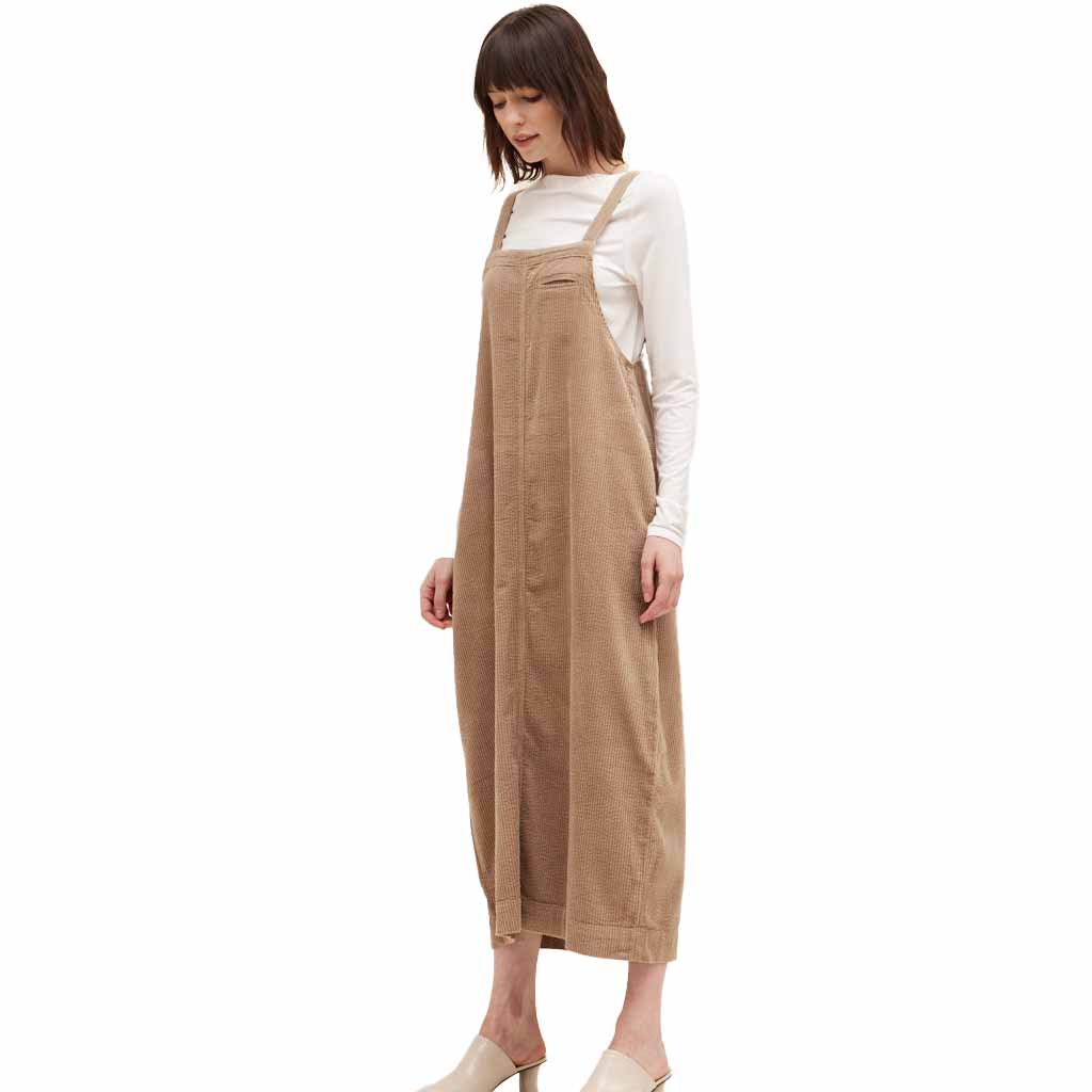 Corduroy Coverall Dress - Fawn - re-souL
