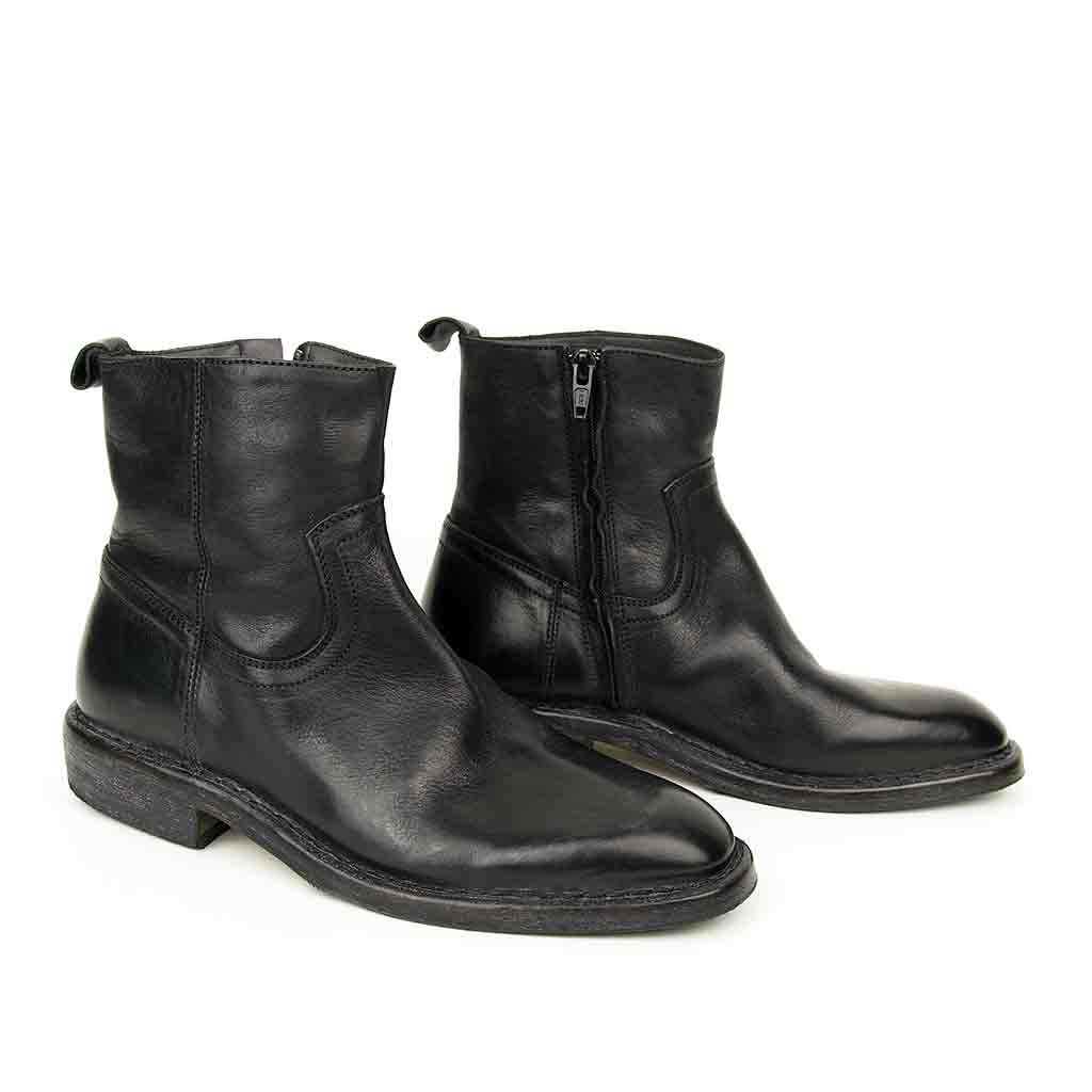 MOMA Ankle Zip Boot for Women - Black - re-souL