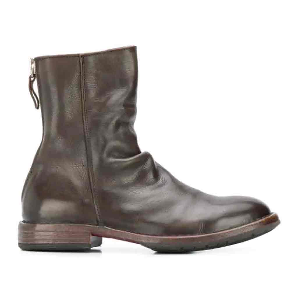 MOMA Back-Zip Ankle Boot - Dark Olive - re-souL