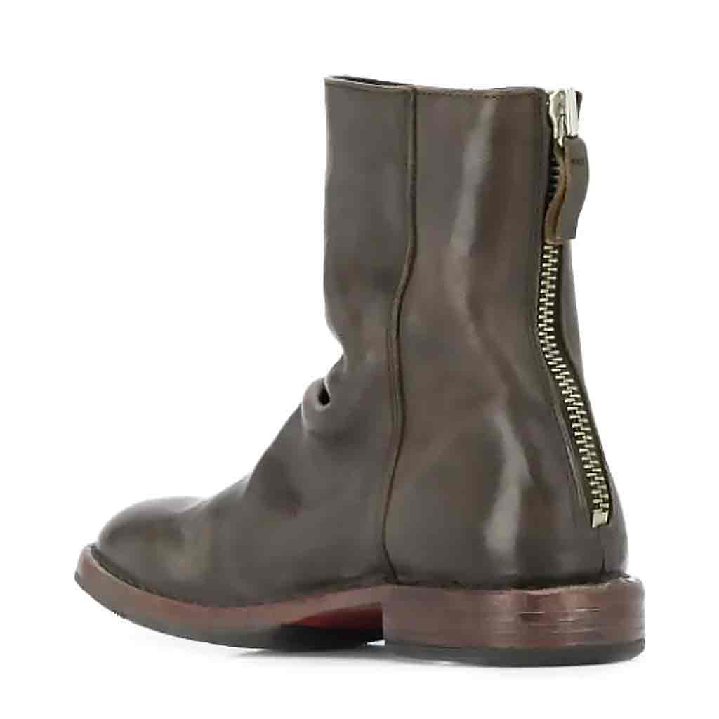 MOMA Back-Zip Ankle Boot - Dark Olive - re-souL