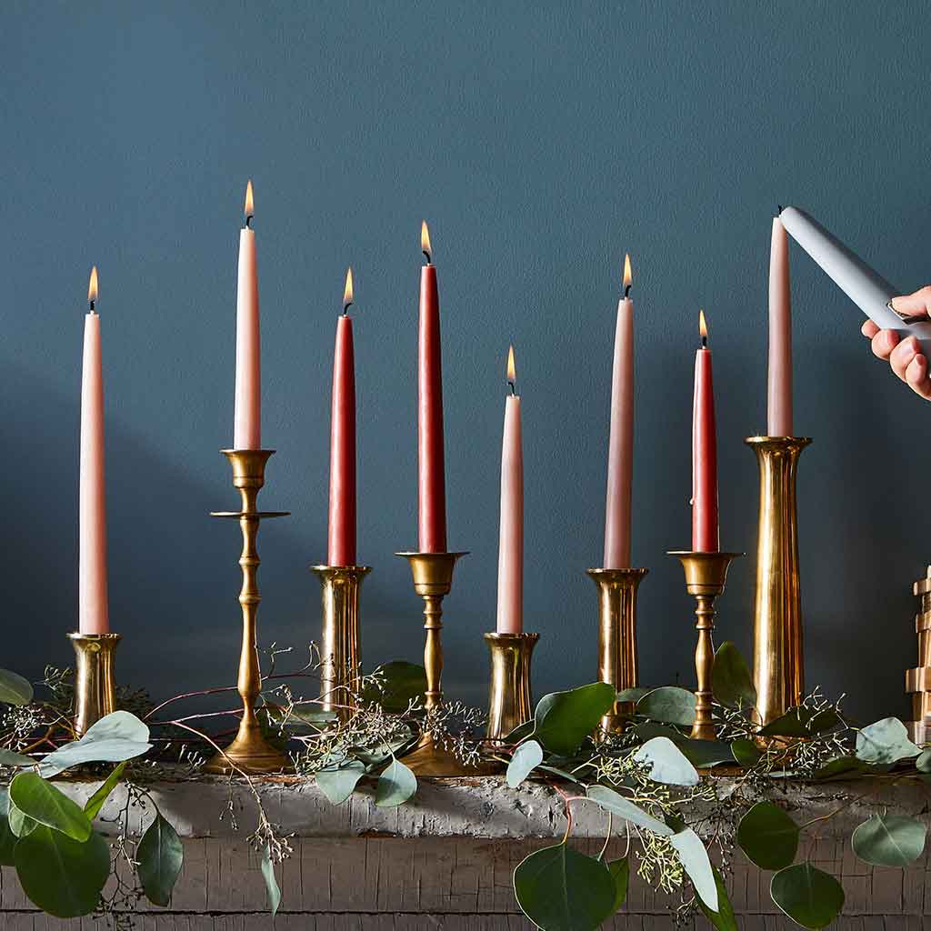 The Floral Society 12" Taper Candles 2-Pack - Greige - re-souL