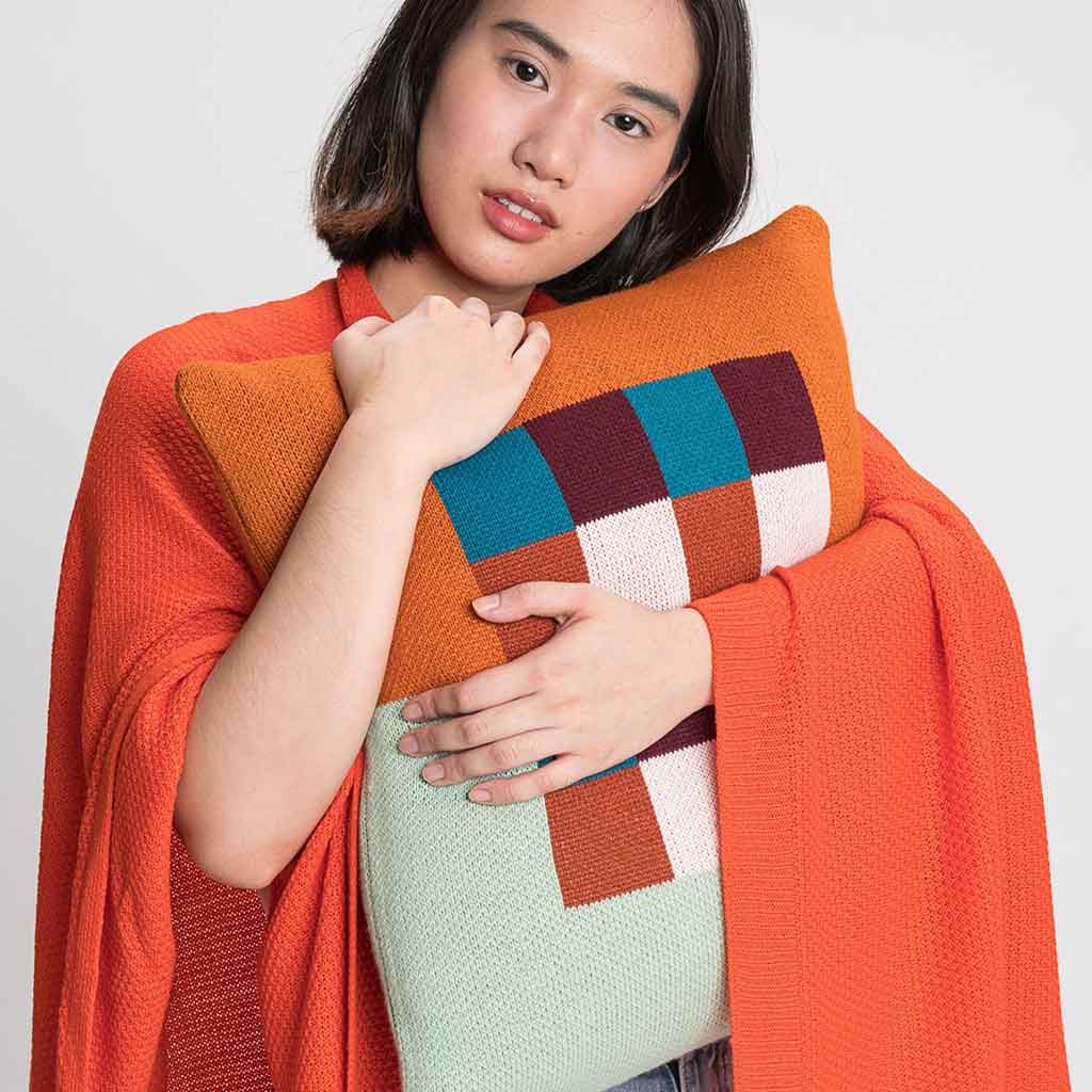 Verloop Checkerboard Pillow - Orange Multi - re-souL