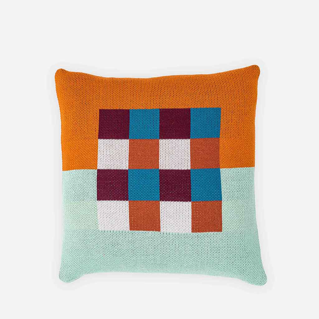 Verloop Checkerboard Pillow - Orange Multi - re-souL
