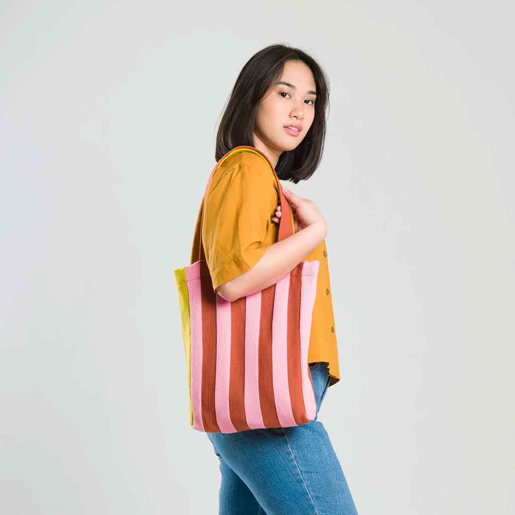 Verloop Super Stripe Tote Golden Olive - re-souL