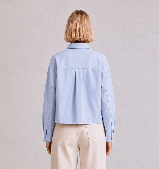 Relaxed Fit Cropped Collared Shirt